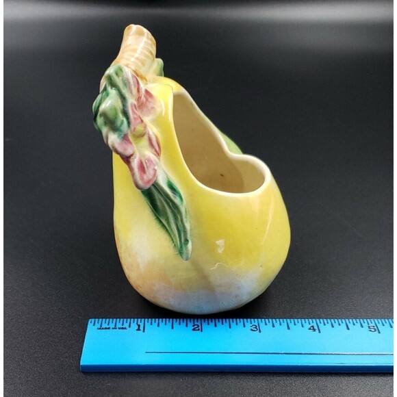 Wall Pocket Planter Pear Fruit Vtg Japan Glazed Painted Ceramic Art Pottery Vase - Picture 7 of 15